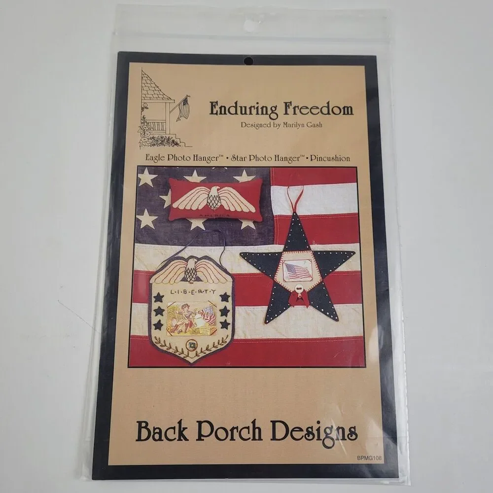 ENDURING FREEDOM eagle star patriotic embroidery pieced quilt pattern